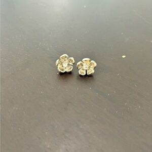 Gold & Crystal Floral Stud Earrings
